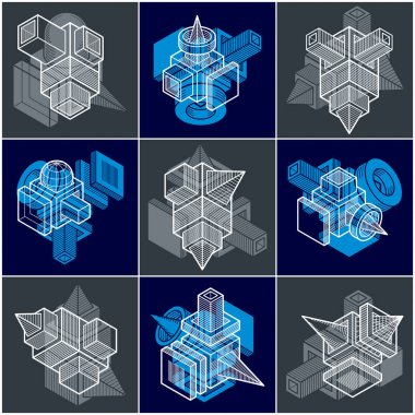 soyut vektör şekilleri, 3d tasarım kümesi