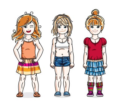 Vektör beyaz arka plan kız farklı kıyafetler olarak ayarla