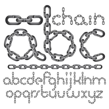 bağlı zinciri bağlantı kullanılarak oluşturulan yazı tipi