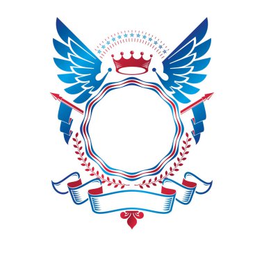 Imperial Crown, zarif şerit ve bayrakları ile yapılan grafik amblemi