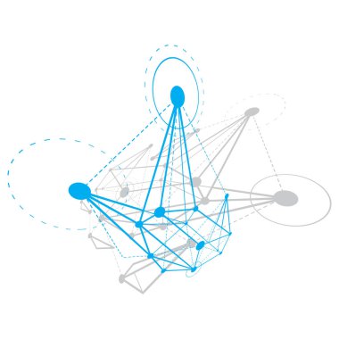 Soyut geometrik 3d yönlü nesne, modern dijital teknoloji ve bilim tema arka plan
