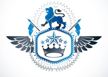 vahşi aslan ve Imperial crown, hanedan vektör.