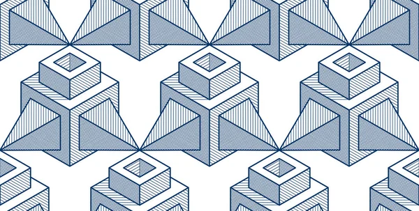 Геометрические Кубики Абстрактный Бесшовный Шаблон — стоковый вектор