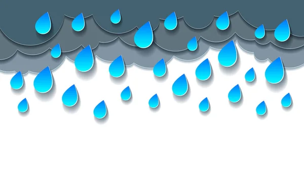 Regen Mit Fallenden Wassertropfen Vektorillustration — Stockvektor