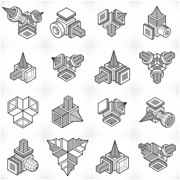 Ensemble Abstrait Collection Formes Dimensionnelles Isométriques — Image vectorielle