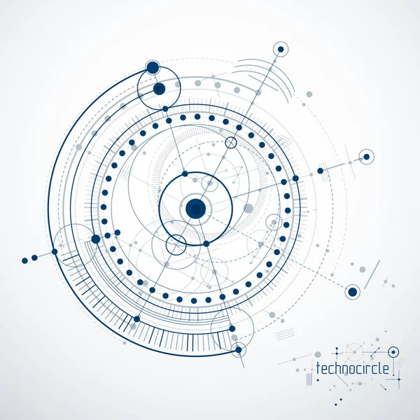 Ingénierie Papier Peint Technologique Fait Avec Des Cercles Des Lignes — Image vectorielle