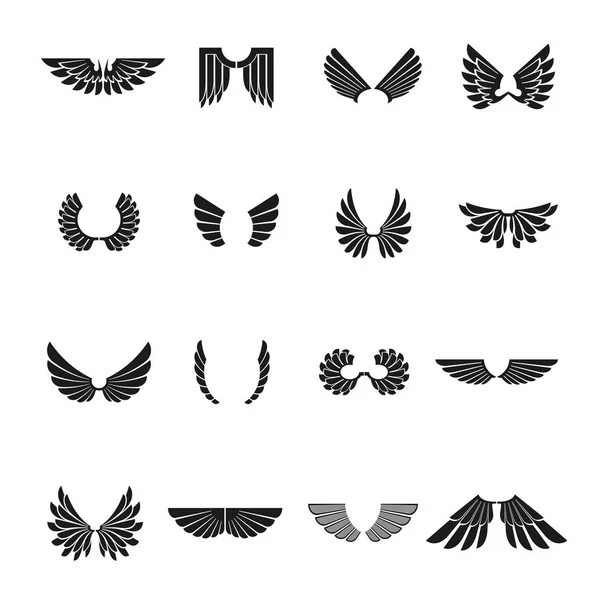 Svoboda Křídla Emblémy Sada Izolovaná Vektorové Ilustrace — Stockový vektor