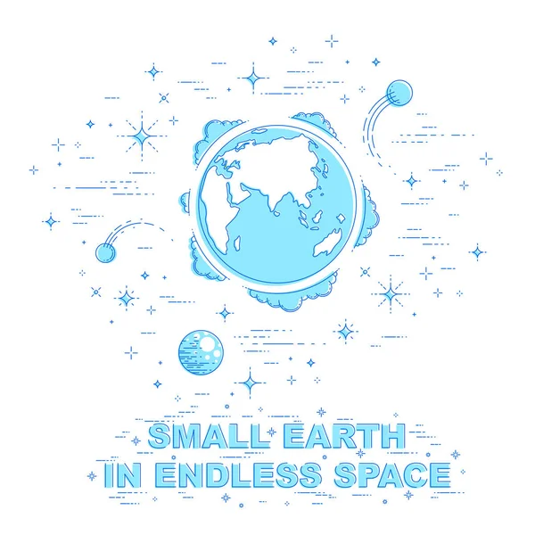 Мала Земля Космосі Векторні Ілюстрації Ізольовані Білому — стоковий вектор