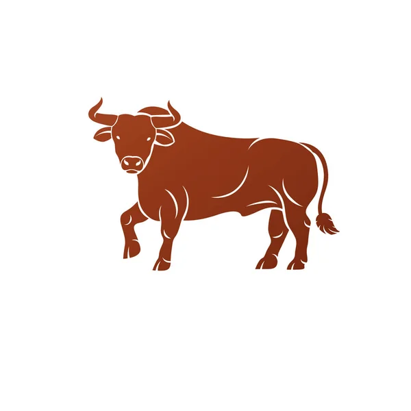 Bull Oude Embleem Element Witte Achtergrond — Stockvector