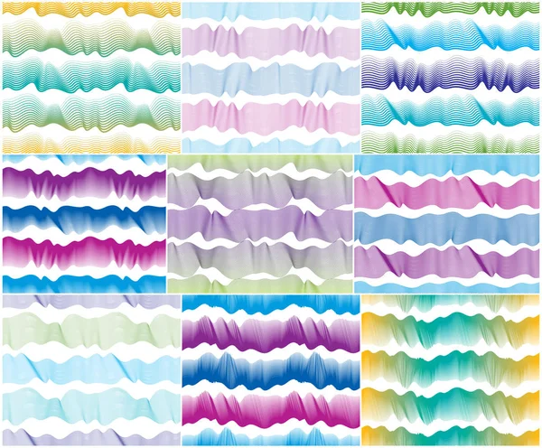 Vlny Bezešvé Vzory Set Rýma Křivka Vodovodů — Stockový vektor