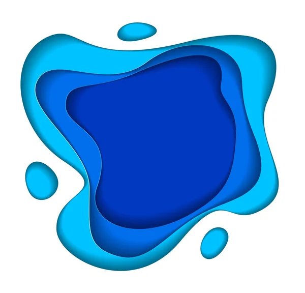 Abstrato Azul Papel Recorte Formas Curvas Camadas Estilo Corte Papel — Vetor de Stock