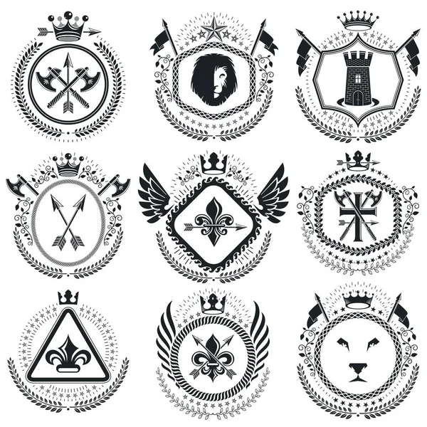 オールド スタイルの紋章エンブレム ベクトル イラスト — ストックベクタ