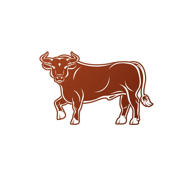Bull Oude Embleem Witte Achtergrond — Stockvector