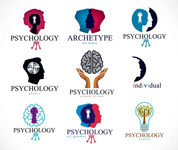 Психология Человеческий Мозг Векторные Иконы — стоковый вектор