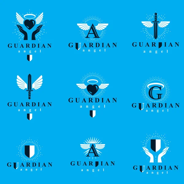 Holy Spirit Graphic Vector Logotypes Collection Blue Background — Stock Vector