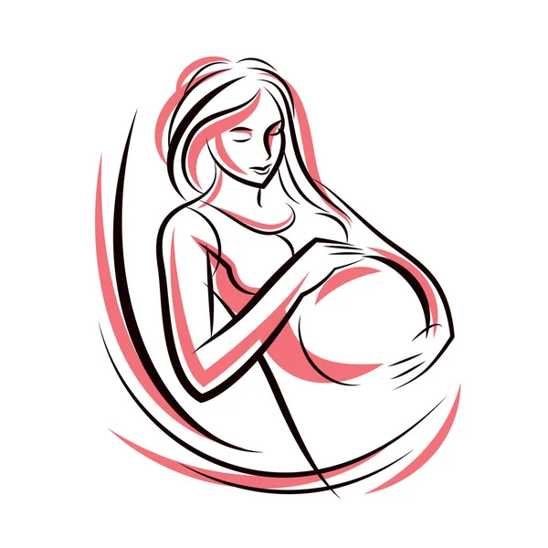 Silueta Cuerpo Mujer Embarazada Ilustración Vectorial — Vector de stock