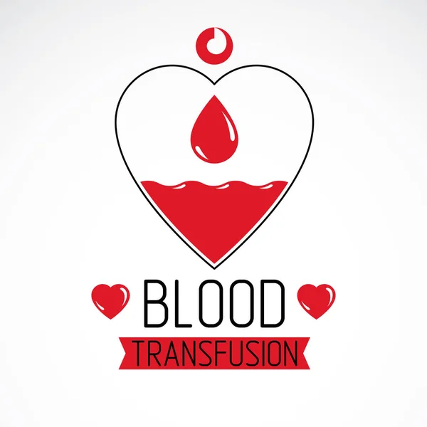 Ilustración Vectorial Forma Del Corazón Concepto Transfusión Sanguínea — Vector de stock