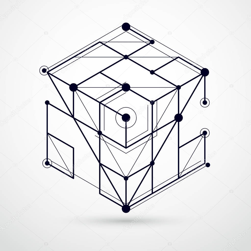 Abstract vector geometric isometric black and white background
