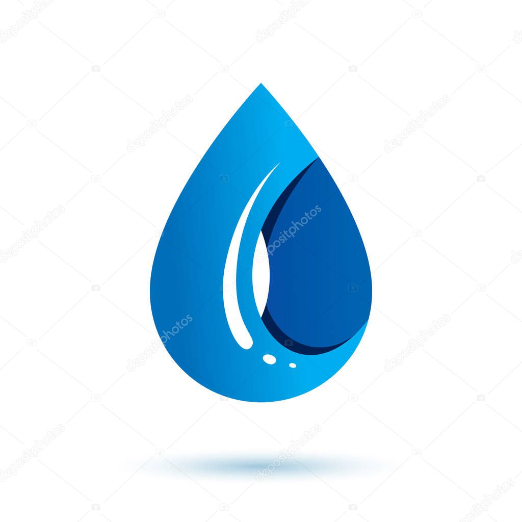 Blue water drop vector symbol on white background