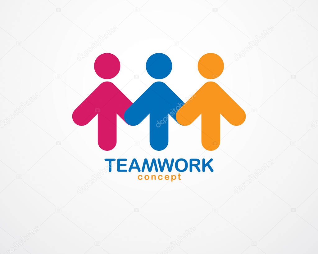 Simple geometric elements as people crew, Vector icon