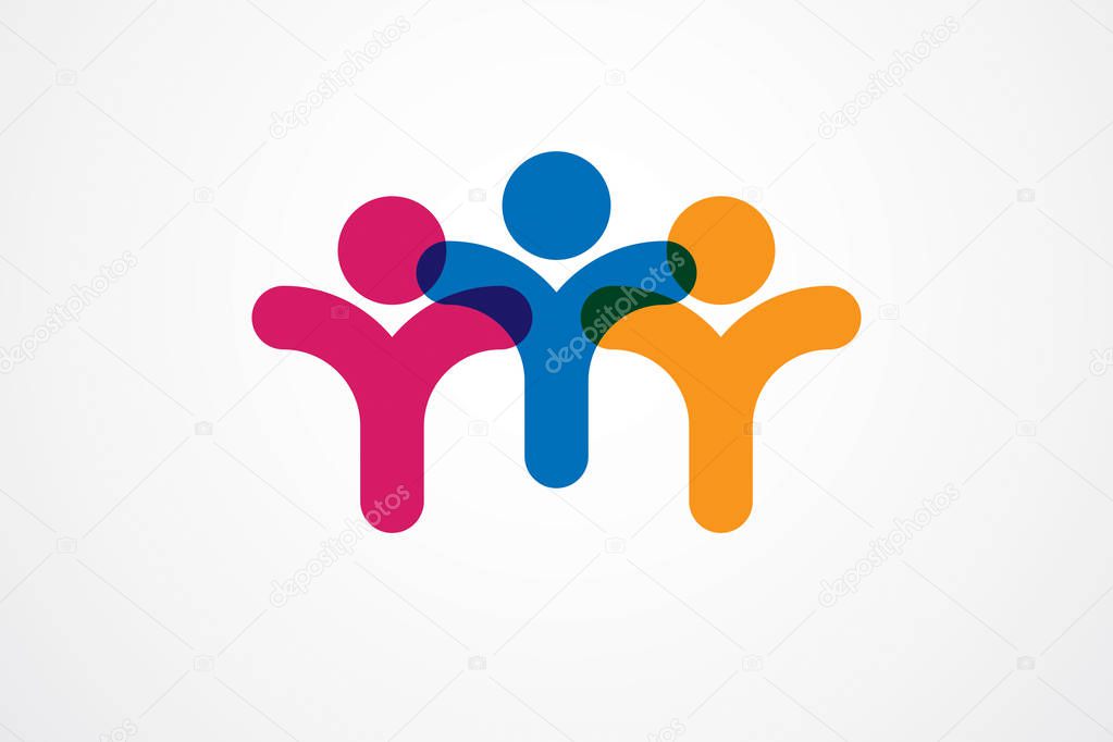 Friendship dream team, united crew colorful design.