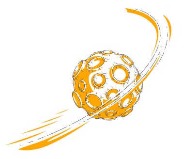 Küçük karikatür vektör fantastik gezegen asteroit ve meteor kraterleri ile sonbahar yağmurlar