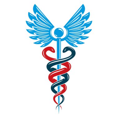 Beyaz arka plan üzerinde izole caduceus sembolü