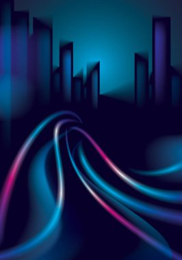 Işıklar gece şehir hayatı sokak lambaları ve bokeh ile bulanık