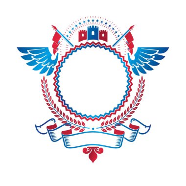 Beyaz arka plan üzerinde izole Hanedan Arması vintage logo.