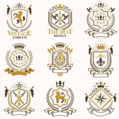 Ödülü tarzda vektör vintage Hanedan Arması