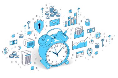 Tablo çalar saat beyaz arka plan üzerinde izole