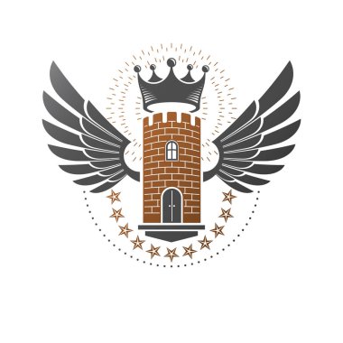 Beyaz arka plan üzerinde izole Hanedan Arması vintage logo.