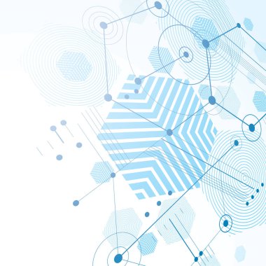 Bauhaus sanat boyutlu kompozisyon, peteğin ile perspektif mavi modüler vektör duvar kağıdı