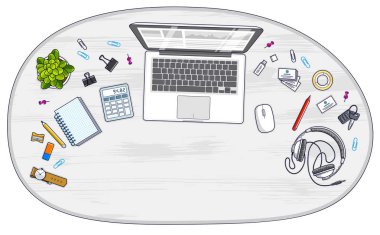 İş Analizi, ofis çalışanı veya girişimci işadamı Pc bilgisayar ve kağıtları finansal analizi ile çalışma