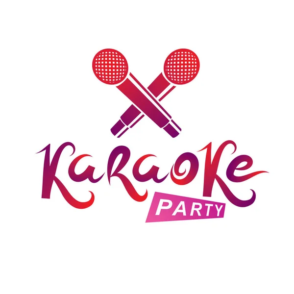 Karaoke Party Schriftzug Rap Battle Vektor Emblem Das Mit Zwei — Stockvektor