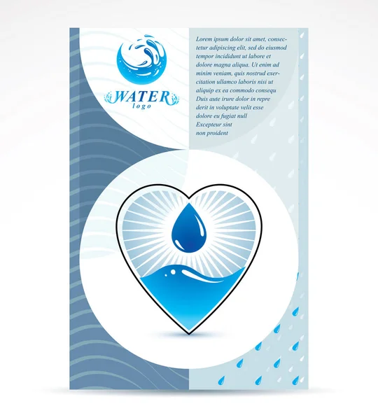 Empresa Tratamiento Agua Folleto Publicitario — Vector de stock