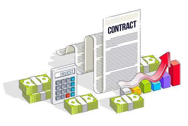 Concept Contrat Financier Sur Fond Blanc — Image vectorielle