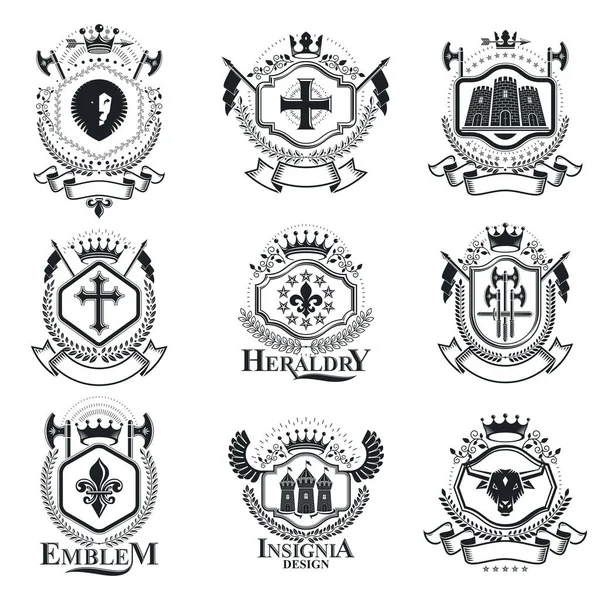 Vector Vintage Heraldic Coat Arms Designed Award Style — Stock Vector