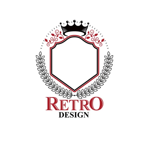 Stemma Araldico Logo Vintage Isolato Sfondo Bianco — Vettoriale Stock