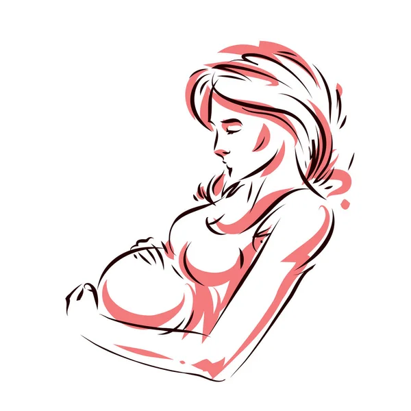 Hamile Kadın Güzel Vücut Anahat — Stok Vektör