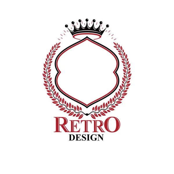 Escudo Heráldico Logo Vintage Aislado Sobre Fondo Blanco — Archivo Imágenes Vectoriales