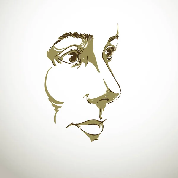 Portrait Monochrome Délicate Fille Souriante Élégante — Image vectorielle