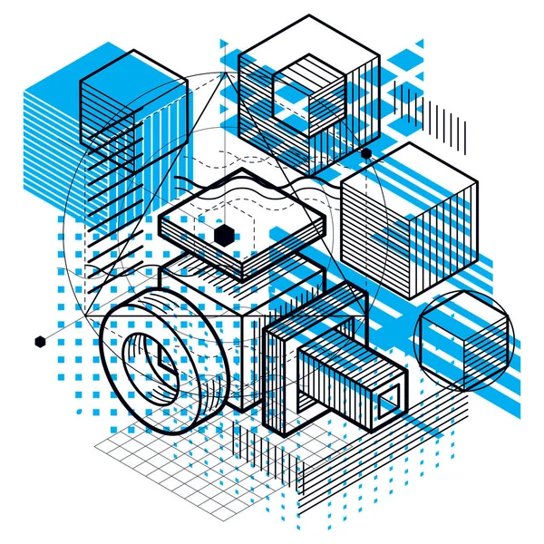 Absztrakt Izometrikus Építése Vektor Sokszög Alaprajzú — Stock Vector