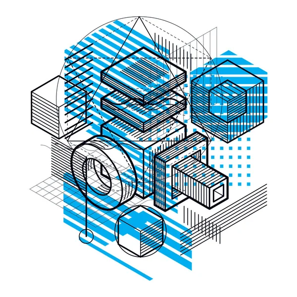 Abstrakte Isometrische Konstruktion Vektorpolygonale Form — Stockvektor