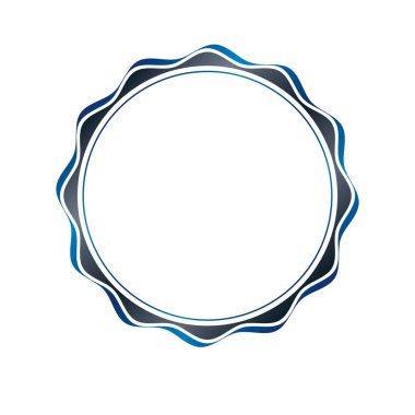 Ödülü vintage dairesel çerçeve sanat madalyon tasarım yapılan açık kopya alanı ile eğrileri ile dekore edilmiş ve satırları dalgalandırmak. Vektör retro tarzı etiket, beyaz arka plan üzerinde izole Hanedanlık armaları amblemi.