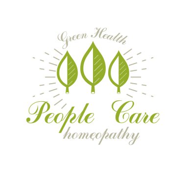 Yeşil bahar vektör simge bırakır. Sağlık ve uyum sembolik amblemi.