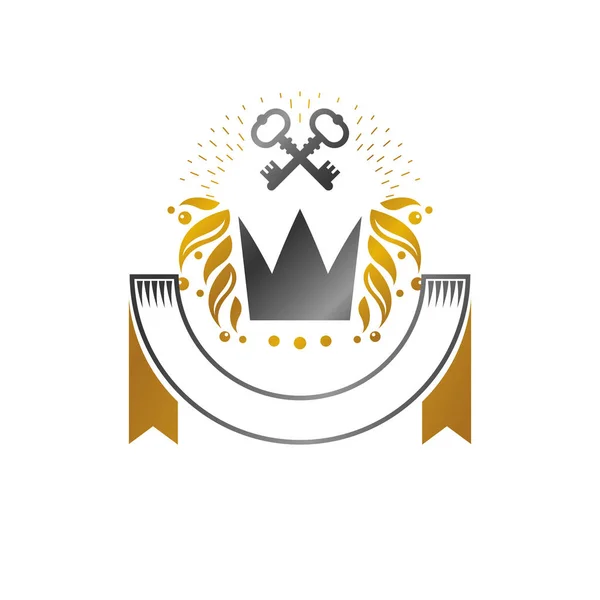 Велична Королівська Емблема Геральдичний Герб Декоративний Логотип Ізольований Векторні Ілюстрації — стоковий вектор