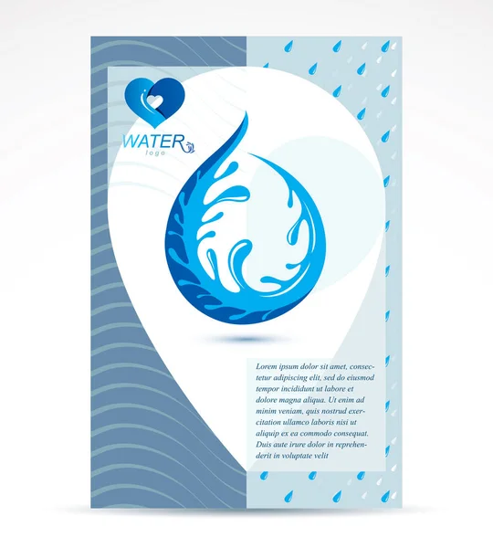 Folleto Presentación Empresa Tratamiento Agua Ilustración Del Vector Gráfico Azul — Vector de stock