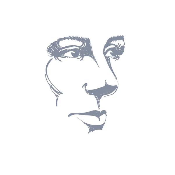 Vektor Konst Teckning Porträtt Underbara Drömmande Flicka Isolerade Vitt Ansiktsuttryck — Stock vektor