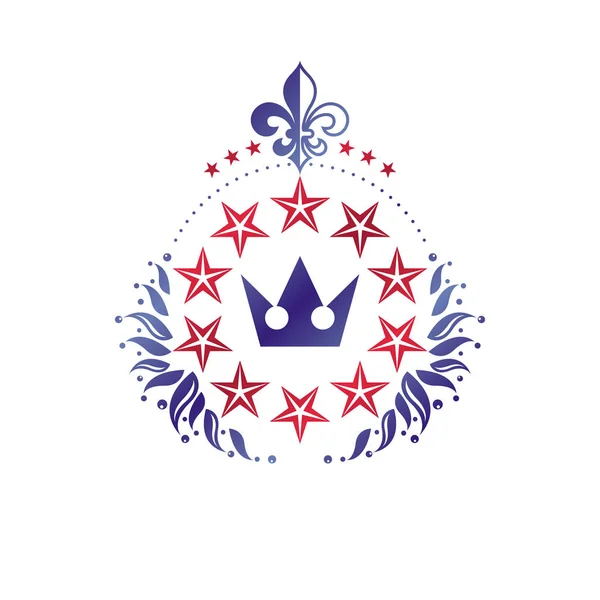 Ancient Crown Emblem Heraldic Vector Design Element Retro Style Label — Stock Vector